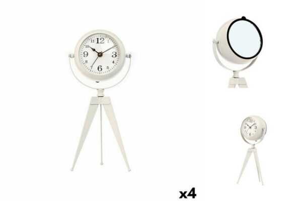 Gift Decor Uhr Tischuhr Stativ Weiß Metall 12 x 30 x 12 cm 4 Stück