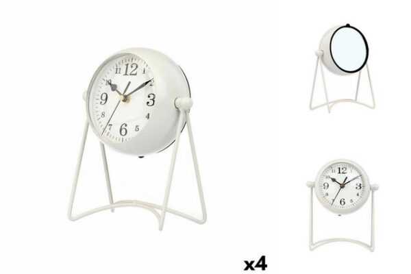 Gift Decor Uhr Tischuhr Weiß Metall 15,5 x 20 x 11 cm 4 Stück