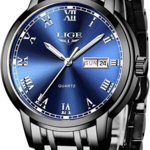 Lige LG9846 Watch (1.57 Zoll), Herren-Sportuhr: Wasserdicht, Quarz, Edelstahl-Armband - Stilvoll