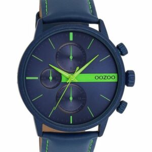 OOZOO Quarzuhr Herrenuhr C11228 Blau-Grün Lederband 45 mm