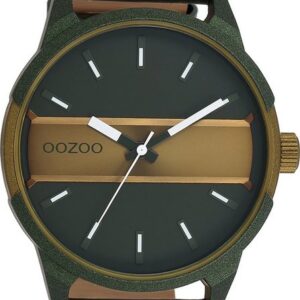 OOZOO Quarzuhr Oozoo Herren Armbanduhr Timepieces Analog, Herrenuhr rund, extra groß (ca. 48mm) Lederarmband, Fashion-Style