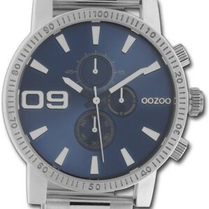 OOZOO Quarzuhr Oozoo Herren Uhr Timepieces C10705, Herrenuhr Edelstahlarmband silber, rundes Gehäuse, groß (ca. 45mm)