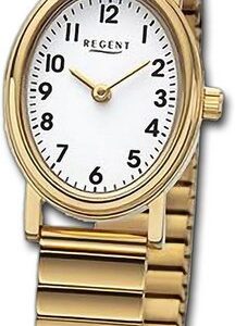 Regent Quarzuhr Regent Damen Armbanduhr Analog, Damenuhr Edelstahlarmband gold, rundes Gehäuse, groß (ca. 28x32mm)