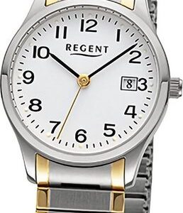 Regent Quarzuhr Regent Damen Armbanduhr Analog, Damenuhr Edelstahlarmband gold, silber, rundes Gehäuse, groß (ca 27mm)
