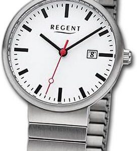 Regent Quarzuhr Regent Damen Armbanduhr Analog, Damenuhr Edelstahlarmband silber, rundes Gehäuse, extra groß (ca 29mm)