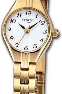Regent Quarzuhr Regent Damen Armbanduhr Analog, Damenuhr Metallarmband gold, rundes Gehäuse, extra groß (ca. 18,5mm)
