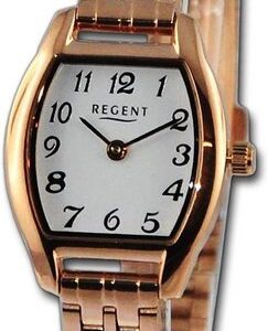 Regent Quarzuhr Regent Damen Armbanduhr Analog, Damenuhr Metallarmband rosegold, rundes Gehäuse, groß (ca. 23x30mm)