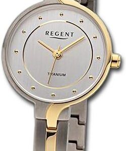 Regent Quarzuhr Regent Damen Armbanduhr Analog, Damenuhr Metallarmband silber, gold, rundes Gehäuse groß (ca. 26mm)