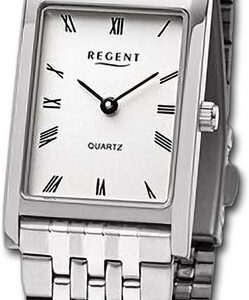 Regent Quarzuhr Regent Damen Armbanduhr Analog, Damenuhr Metallarmband silber, rundes Gehäuse, extra groß (ca 22x34mm)