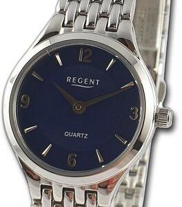 Regent Quarzuhr Regent Damen Armbanduhr Analog, Damenuhr Metallarmband silber, rundes Gehäuse, extra groß (ca. 23mm)