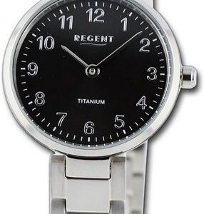 Regent Quarzuhr Regent Damen Armbanduhr Analog, Damenuhr Metallarmband silber, rundes Gehäuse, extra groß (ca. 26mm)