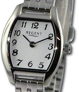 Regent Quarzuhr Regent Damen Armbanduhr Analog, Damenuhr Metallarmband silber, rundes Gehäuse, groß (ca. 22x30mm)