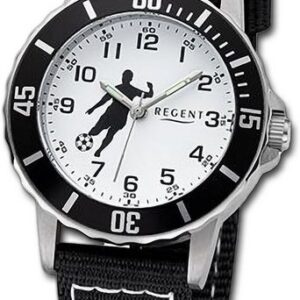 Regent Quarzuhr Regent Damen Armbanduhr Analog, Damenuhr Textilarmband schwarz, weiß, rundes Gehäuse, groß (ca. 32mm)