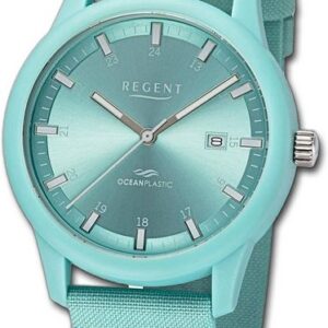 Regent Quarzuhr Regent Herren Armbanduhr Analog, Herrenuhr Nylonarmband blau, weiß, rundes Gehäuse, groß (ca. 40mm)