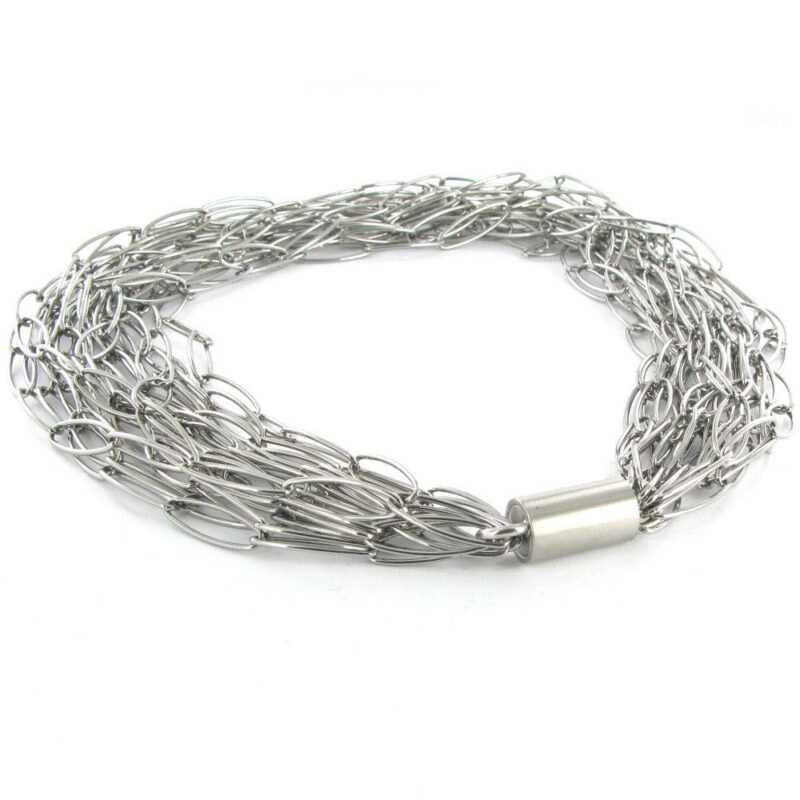 Ernstes Design Damen Halskette 15-Kettenstränge Fantasiekette 50cm Silber K125