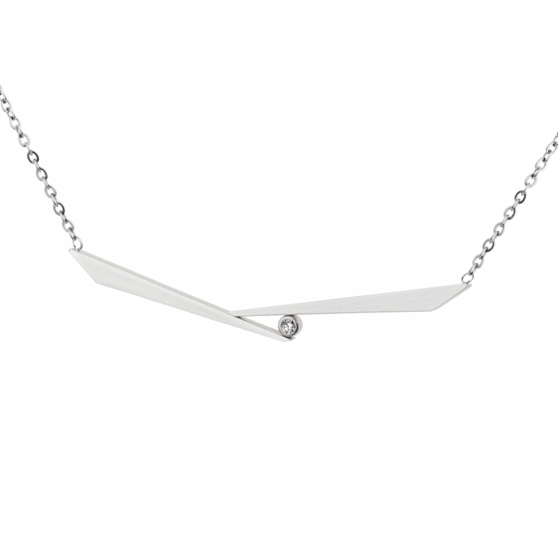 Ernstes Design Damen Halskette mit Diamant 45cm Silber K825-45