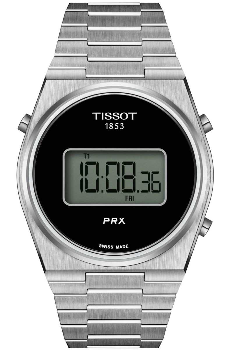 TISSOT -PRX Digital Herrenuhr Silber Schwarz Quarz Saphirglas 40mm- T137.463.11.050.00