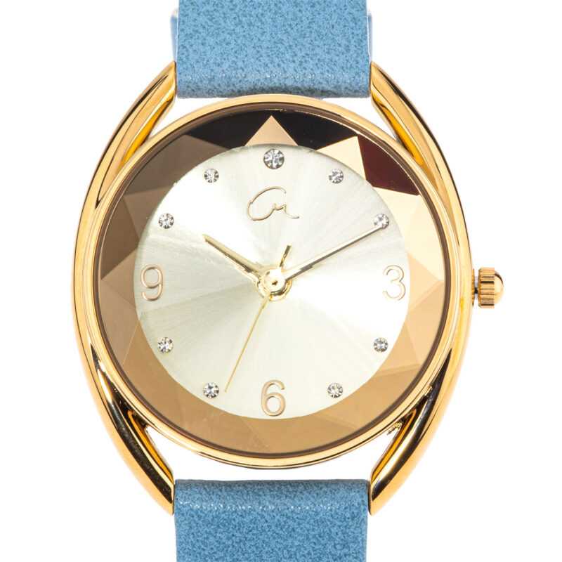 Christian Materne Armband Uhr, ""Brilliant Time"", facettiertes Glas x vergoldet