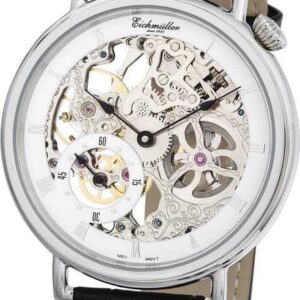 Eichmüller Mechanische Uhr 8218-04 Skelettuhr Handaufzug Lederband schwarz 50 mm