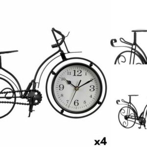 Gift Decor Uhr Tischuhr Fahrrad Schwarz Metall 33 x 22,5 x 4,2 cm 4 Stück
