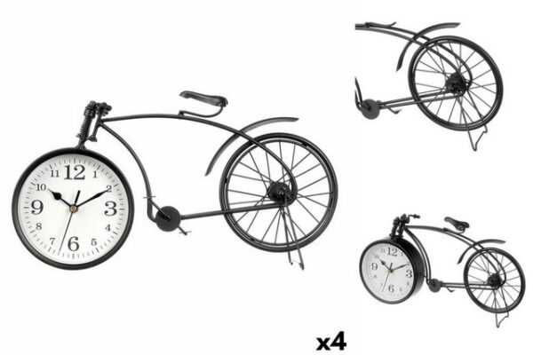 Gift Decor Uhr Tischuhr Fahrrad Schwarz Metall 38 x 20 x 4 cm 4 Stück Rund