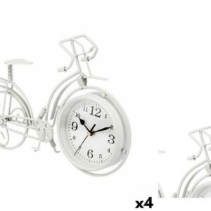 Gift Decor Uhr Tischuhr Fahrrad Weiß Metall 33 x 22,5 x 4,2 cm 4 Stück