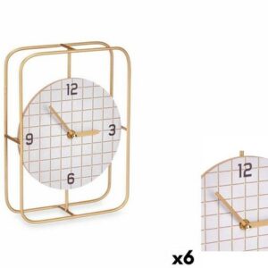 Gift Decor Uhr Tischuhr Kariert Schwarz Metall Holz MDF 18,5 x 25,5 x 6 cm 6 Stück Ru