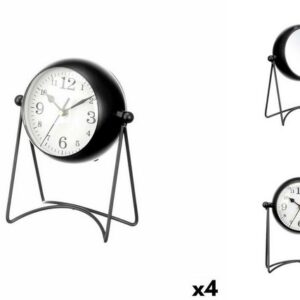 Gift Decor Uhr Tischuhr Schwarz Metall 15,5 x 20 x 11 cm 4 Stück
