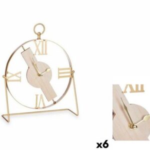 Gift Decor Uhr Tischuhr Schwarz Metall Holz MDF 21 x 27 x 7 cm 6 Stück