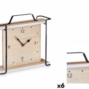 Gift Decor Uhr Tischuhr Schwarz Metall Holz MDF 23 x 21 x 7 cm 6 Stück