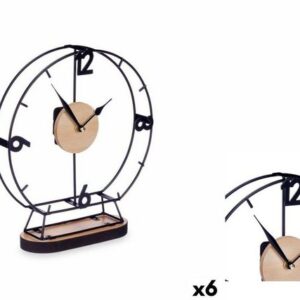 Gift Decor Uhr Tischuhr Schwarz Metall Holz MDF 26 x 29 x 7 cm 6 Stück Wohnzimmer