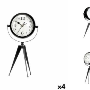 Gift Decor Uhr Tischuhr Stativ Schwarz Metall 14 x 30 x 11 cm 4 Stück