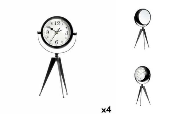 Gift Decor Uhr Tischuhr Stativ Schwarz Metall 14 x 30 x 11 cm 4 Stück