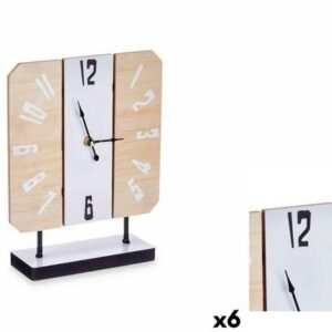 Gift Decor Uhr Tischuhr Weiß Metall Holz MDF 22 x 28 x 7 cm 6 Stück Wohnzimmer