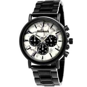 Holzwerk Chronograph BERCHING Herren Edelstahl & Holz Armband Uhr in schwarz, weiß