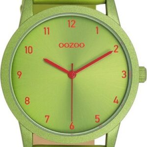 OOZOO Quarzuhr Damenuhr C11169 Limonegrün Lederband 38 mm