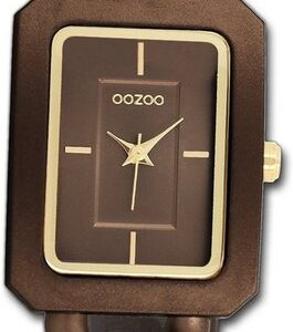 OOZOO Quarzuhr Oozoo Damen Armbanduhr Timepieces, Damenuhr Kunststoffarmband bronze, rechteckiges Gehäuse, groß 31x24mm
