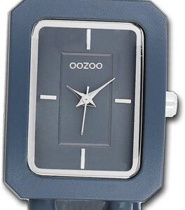 OOZOO Quarzuhr Oozoo Damen Armbanduhr Timepieces, Damenuhr Kunststoffarmband grau, rechteckiges Gehäuse, groß (31x24mm)