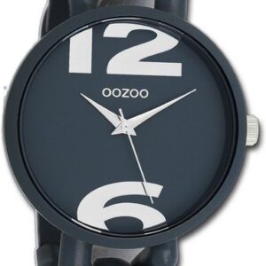OOZOO Quarzuhr Oozoo Damen Armbanduhr Timepieces, Damenuhr Kunststoffarmband grau, rundes Gehäuse, groß (ca. 40mm)