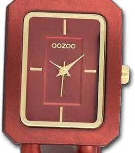 OOZOO Quarzuhr Oozoo Damen Armbanduhr Timepieces, Damenuhr Kunststoffarmband rot, rechteckiges Gehäuse, groß (31x24mm)