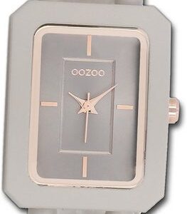 OOZOO Quarzuhr Oozoo Damen Armbanduhr Timepieces, Damenuhr Kunststoffarmband taupe, rechteckiges Gehäuse, groß (31x24mm)