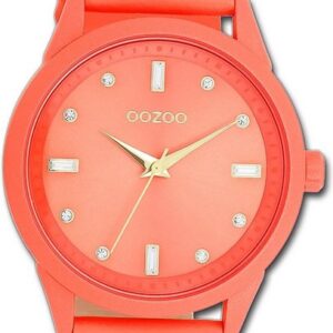 OOZOO Quarzuhr Oozoo Damen Armbanduhr Timepieces, Damenuhr Lederarmband pink, rundes Gehäuse, groß (ca. 40mm)