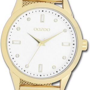 OOZOO Quarzuhr Oozoo Damen Armbanduhr Timepieces, Damenuhr Metallarmband gold, rundes Gehäuse, groß (ca. 40mm)