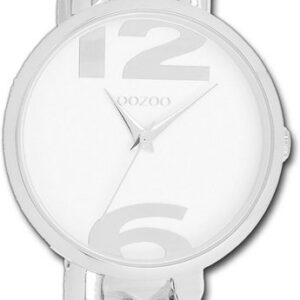 OOZOO Quarzuhr Oozoo Damen Armbanduhr Timepieces, Damenuhr Metallarmband silber, rundes Gehäuse, groß (ca. 40mm)