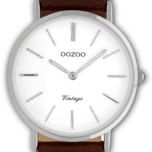 OOZOO Quarzuhr Oozoo Damen Armbanduhr braun, Damenuhr rund, mittel (ca. 32mm), Lederarmband braun, Fashion
