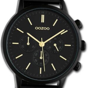 OOZOO Quarzuhr Oozoo Edelstahl Damen Uhr C10564, Damenuhr Edelstahlarmband schwarz, rundes Gehäuse, mittel (ca. 38mm)