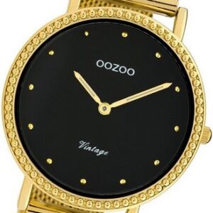 OOZOO Quarzuhr Oozoo Edelstahl Damen Uhr C20055, Damenuhr Edelstahlarmband gold, rundes Gehäuse, mittel (ca. 34mm)