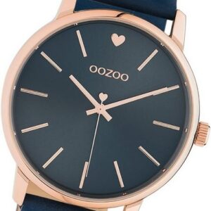 OOZOO Quarzuhr Oozoo Leder Damen Uhr C10929 Analog, Damenuhr Lederarmband dunkelblau, rundes Gehäuse, groß (ca. 40mm)