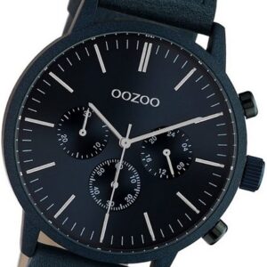 OOZOO Quarzuhr Oozoo Leder Unisex Uhr C10918 Analog, Damen, Herrenuhr Lederarmband dunkelblau, rundes Gehäuse, groß (45mm)