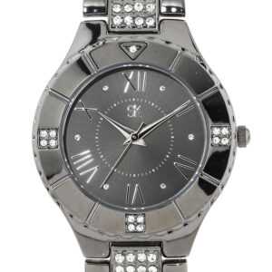 Sarah Kern LUXURY Armband-Uhr ""Elegant Glam"", Metall-Gliederarmband x schwarz- rhodiniert
